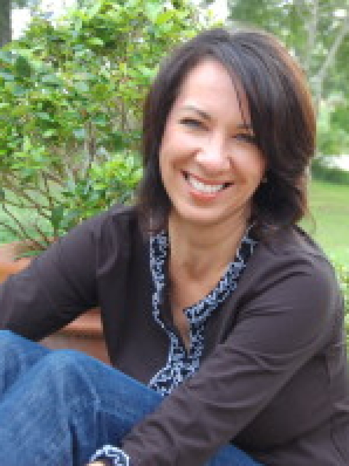 a person sitting in a garden